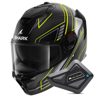 Casque Integral Shark Spartan GT Pro Toryan Mat KYA + Kit Bluetooth BT Mini