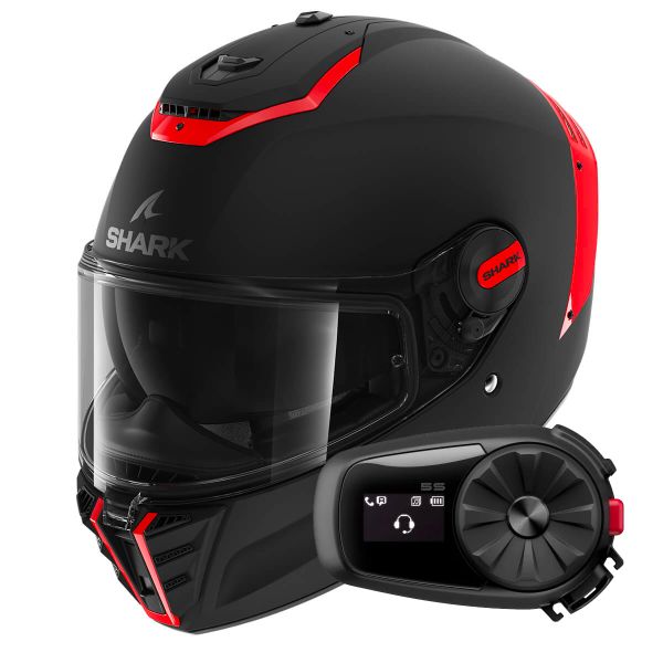 Casque Integral Shark Spartan RS Blank Mat SP KOK + Kit Bluetooth 5S Solo