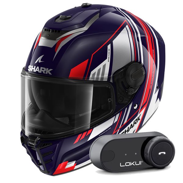 Casque Integral Shark Spartan RS Byhron BWU + Kit Bluetooth Lokui K30