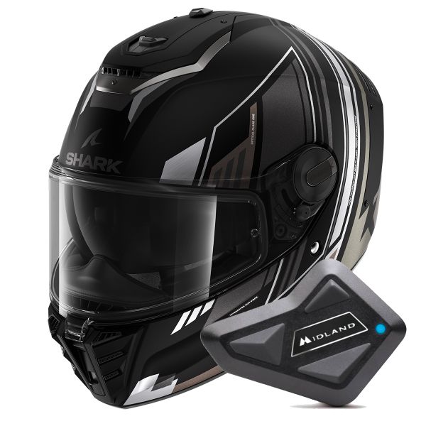 Casque Integral Shark Spartan RS Byhron Mat KAU + Kit Bluetooth BT Mini