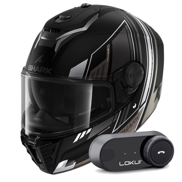Casque Integral Shark Spartan RS Byhron Mat KAU + Kit Bluetooth Lokui K30