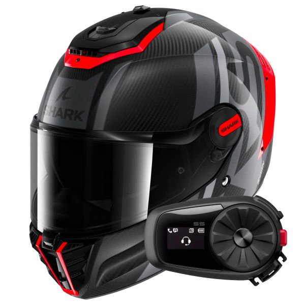 Casque Integral Shark Spartan RS Carbon Shawn DOS + Kit Bluetooth 5S Solo
