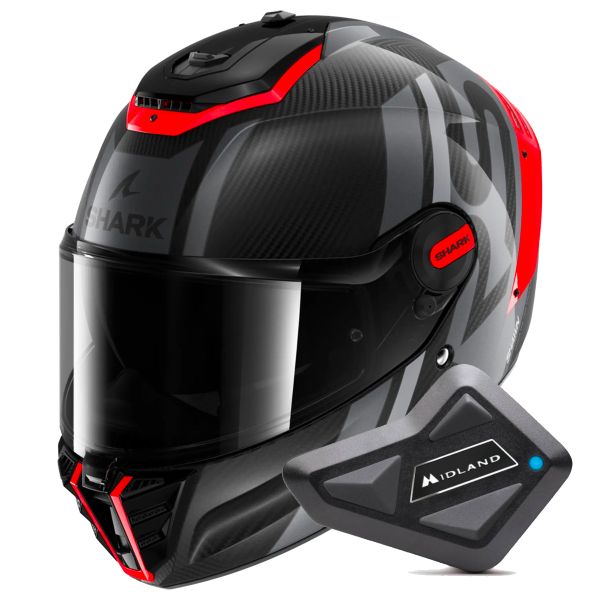 Casque Integral Shark Spartan RS Carbon Shawn DOS + Kit Bluetooth BT Mini