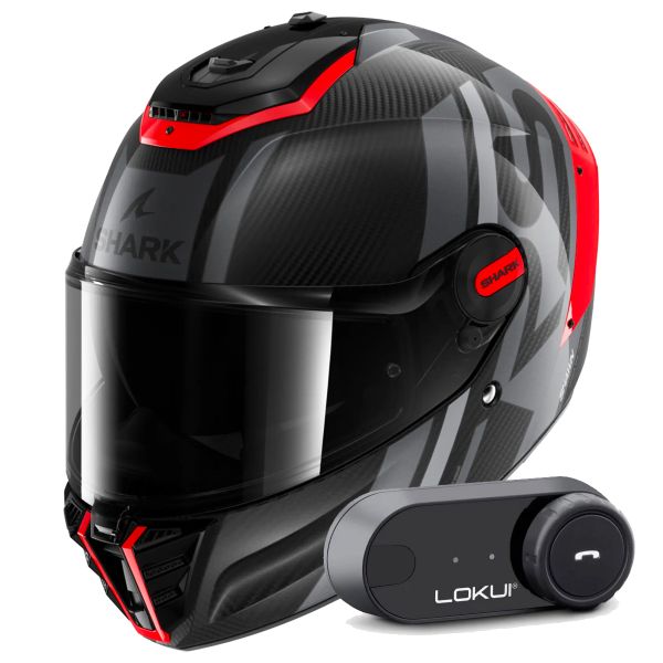 Casque Integral Shark Spartan RS Carbon Shawn DOS + Kit Bluetooth Lokui K30