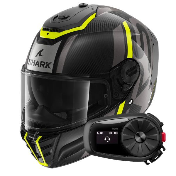 Casque Integral Shark Spartan RS Carbon Shawn DYA + Kit Bluetooth 5S Solo