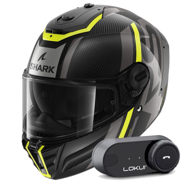 Casque Integral Shark Spartan RS Carbon Shawn DYA + Kit Bluetooth Lokui K30