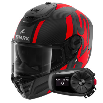 Casque Integral Shark Spartan RS Carbon Shawn Mat DAR + Kit Bluetooth 5S Solo