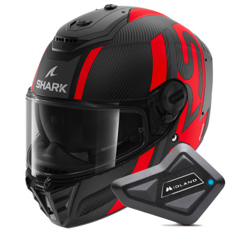 Casque Integral Shark Spartan RS Carbon Shawn Mat DAR + Kit Bluetooth BT Mini
