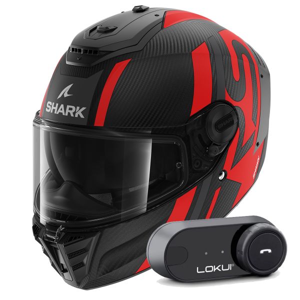 Casque Integral Shark Spartan RS Carbon Shawn Mat DAR + Kit Bluetooth Lokui K30