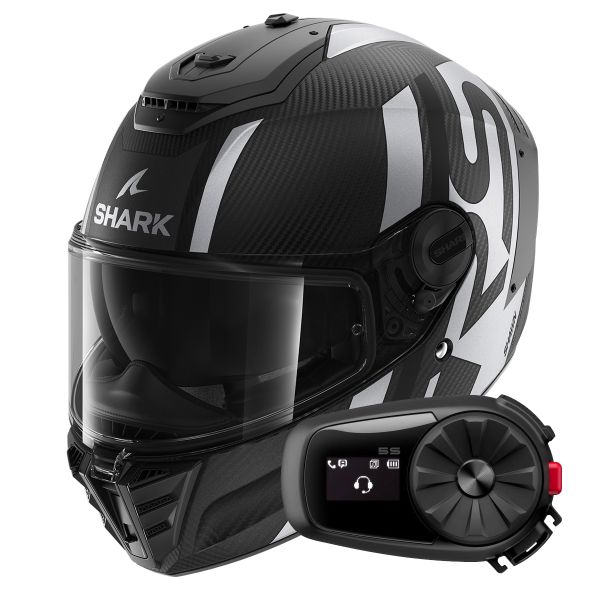 Casque Integral Shark Spartan RS Carbon Shawn Mat DKS + Kit Bluetooth 5S Solo