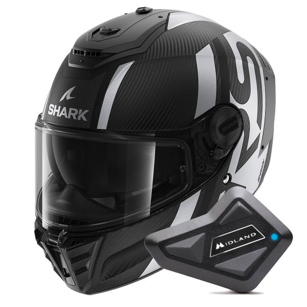 Casque Integral Shark Spartan RS Carbon Shawn Mat DKS + Kit Bluetooth BT Mini