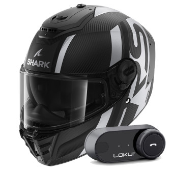 Casque Integral Shark Spartan RS Carbon Shawn Mat DKS + Kit Bluetooth Lokui K30