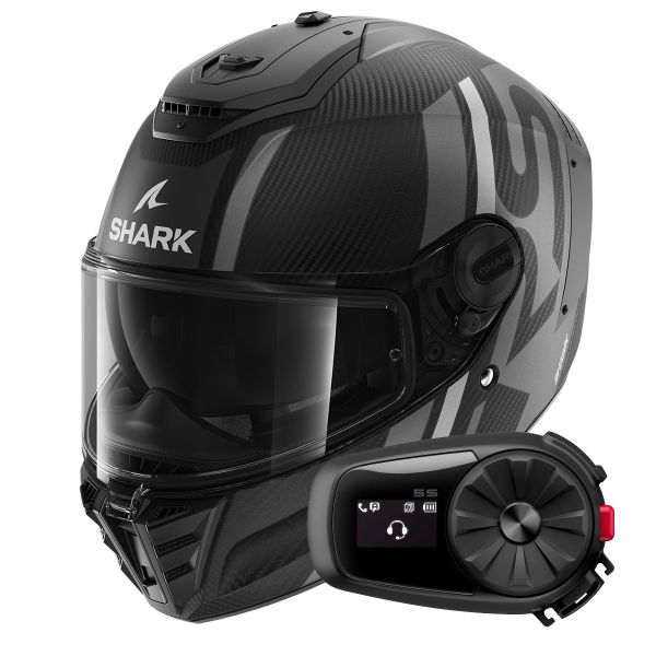 Casque Integral Shark Spartan RS Carbon Shawn Mat DSA + Kit Bluetooth 5S Solo