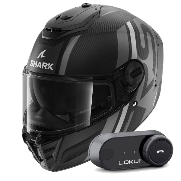 Casque Integral Shark Spartan RS Carbon Shawn Mat DSA + Kit Bluetooth Lokui K30