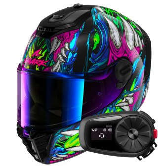 Casque Integral Shark Spartan RS Shaytan KGV + Kit Bluetooth 5S Solo