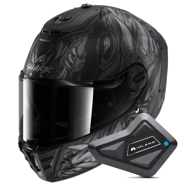 Casque Integral Shark Spartan RS Shaytan Mat KAA + Kit Bluetooth BT Mini