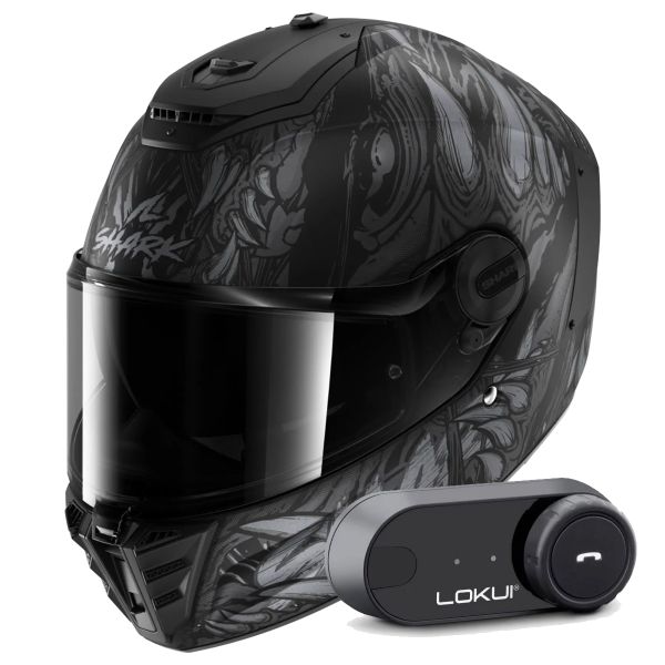 Casque Integral Shark Spartan RS Shaytan Mat KAA + Kit Bluetooth Lokui K30