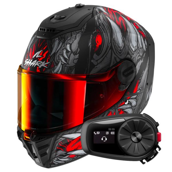 Casque Integral Shark Spartan RS Shaytan Mat KRA + Kit Bluetooth 5S Solo