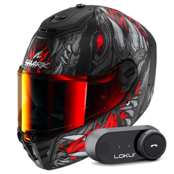 Casque Integral Shark Spartan RS Shaytan Mat KRA + Kit Bluetooth Lokui K30