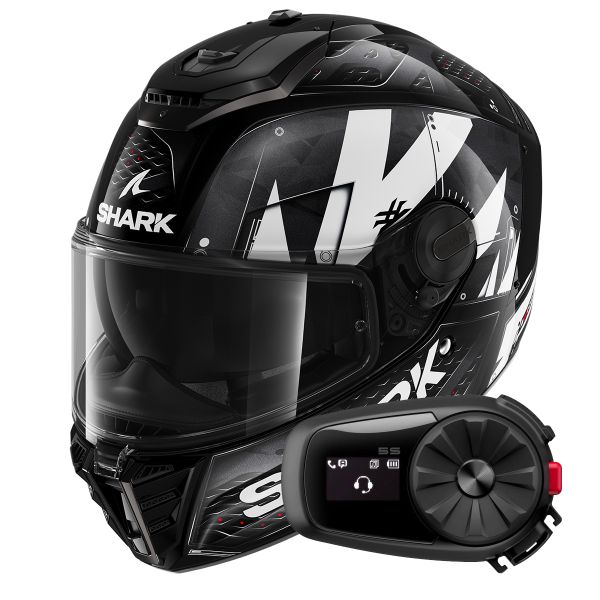 Casque Integral Shark Spartan RS Styngrey KWA + Kit Bluetooth 5S Solo