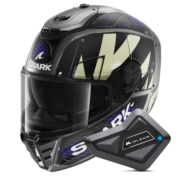 Casque Integral Shark Spartan RS Styngrey Mat AAB + Kit Bluetooth BT Mini