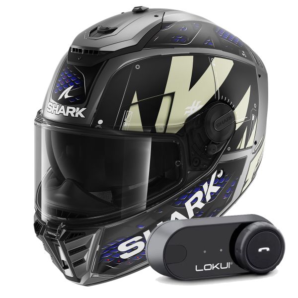 Casque Integral Shark Spartan RS Styngrey Mat AAB + Kit Bluetooth Lokui K30