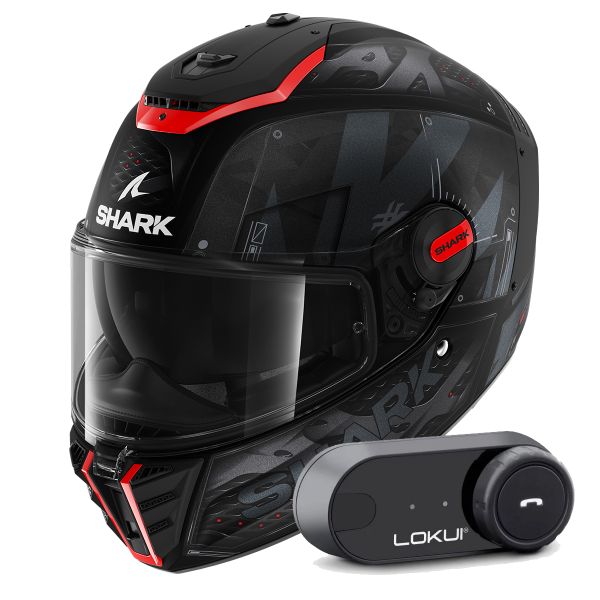 Casque Integral Shark Spartan RS Styngrey Mat KAR + Kit Bluetooth Lokui K30