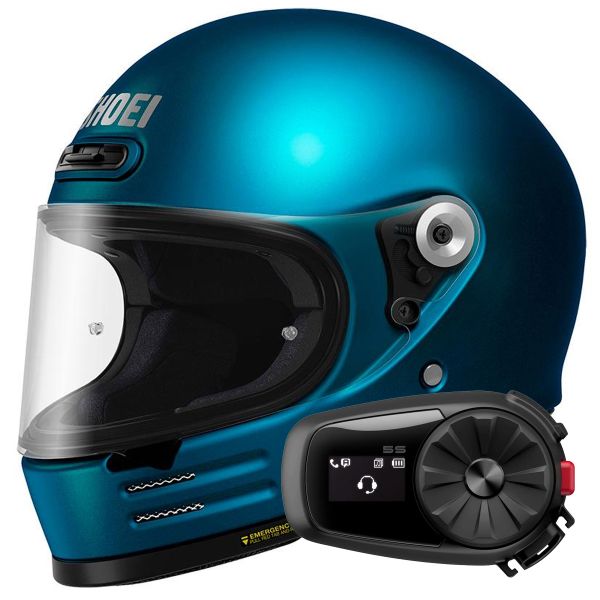 Casque Integral Shoei Glamster 06 Laguna Blue + Kit Bluetooth 5S Solo Casque Integral Shoei Glamster 06 Laguna Blue + Kit Bluetooth 5S Solo