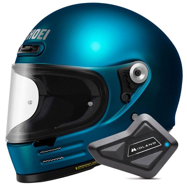 Casque Integral Shoei Glamster 06 Laguna Blue + Kit Bluetooth BT Mini Casque Integral Shoei Glamster 06 Laguna Blue + Kit Bluetooth BT Mini