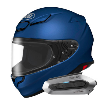 Casque Integral Shoei NXR2 Matt Blue Metal + Intercom Sena SRL-EXT Harman Kardon