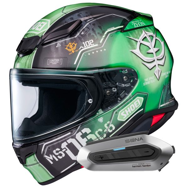 Casque Integral Shoei NXR2 MS-06C-6 Zaku II TC4 + Intercom Sena SRL-EXT Harman Kardon