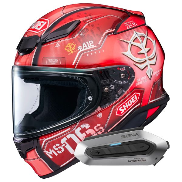 Casque Integral Shoei NXR2 MS-06S Char's Zaku II TC1 + Intercom Sena SRL-EXT Harman Kardon