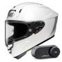 Casque Integral Shoei X-SPR Pro White + Kit Bluetooth Lokui K30
