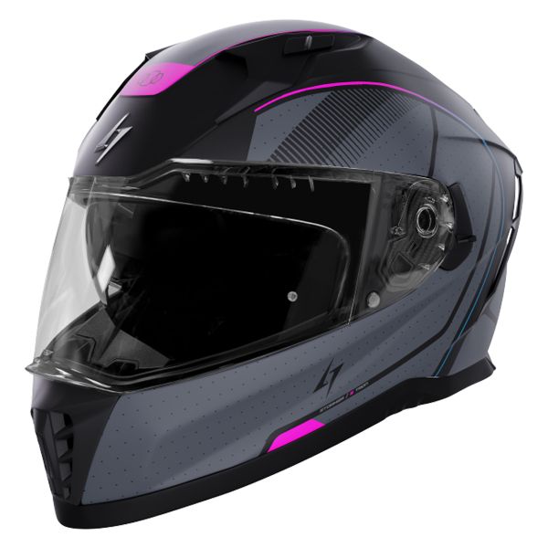 Casque Integral Stormer Blaster Tron Blue Pink Metal Matt
