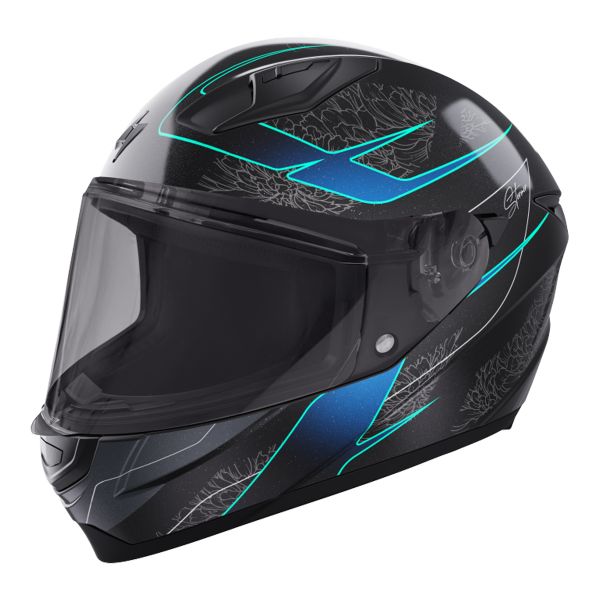 Casque Integral Stormer Strike Blossom Blue Turquoise Matt