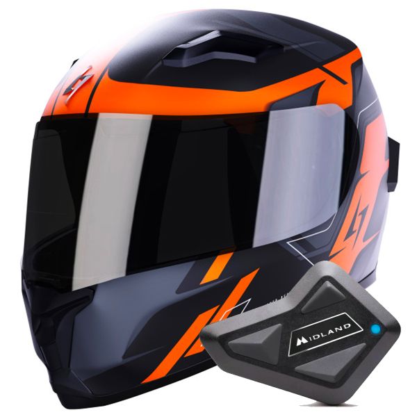 Casque Integral Stormer Wise Runner Orange Matt + Kit Bluetooth BT Mini