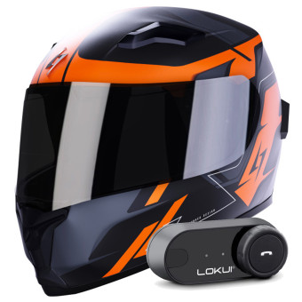 Casque Integral Stormer Wise Runner Orange Matt + Kit Bluetooth Lokui K30