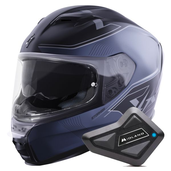 Casque Integral Stormer ZS 1001 Taken Grey Silver Matt + Kit Bluetooth BT Mini