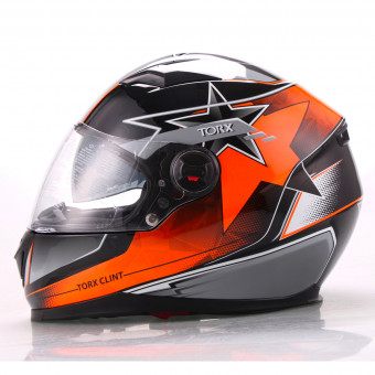 Casque Integral Torx Clint Pilot Black Orange Fluo Casque Integral Torx Clint Pilot Black Orange Fluo