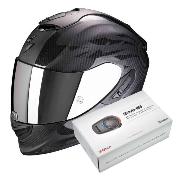Pack Casque + Kit bluetooth et intercoms : Scorpion Exo 1400 Air Carbon  Obscura Matt Black + Kit Bluetooth SMH5 Solo | iCasque.com