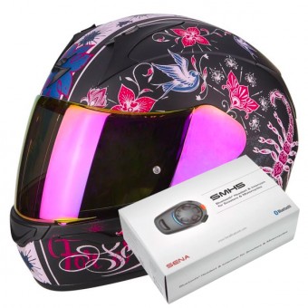 Casque Integral Scorpion Exo 390 Chica Matt Black Pink + Kit Bluetooth Sena SMH5 Casque Integral Scorpion Exo 390 Chica Matt Black Pink + Kit Bluetooth Sena SMH5