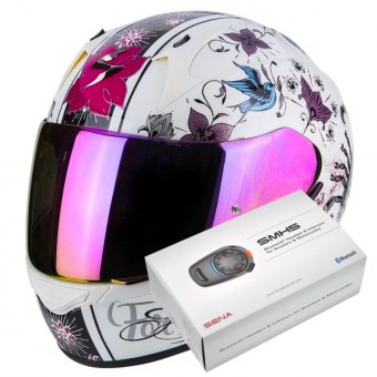 Casque Integral Scorpion Exo 390 Chica Pearl White Black + Kit Bluetooth Sena SMH5 Casque Integral Scorpion Exo 390 Chica Pearl White Black + Kit Bluetooth Sena SMH5