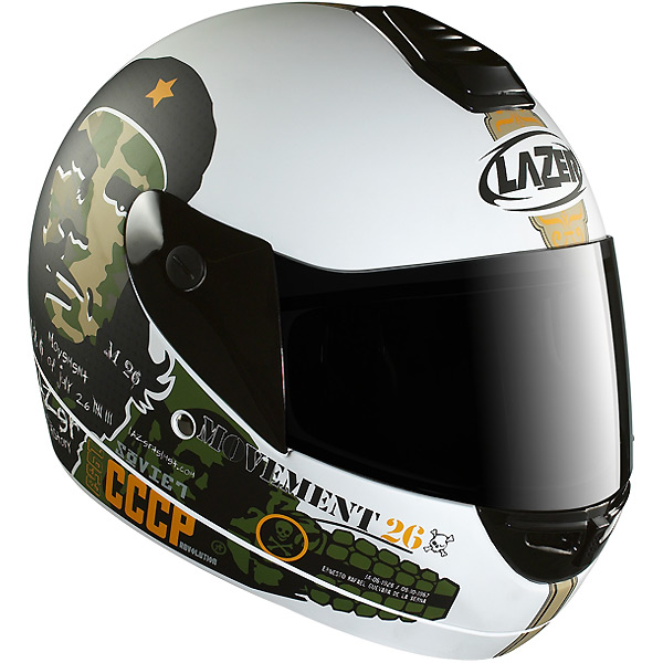 Casque Integral Lazer LZ6 M26 Blanc Vert Brun mat