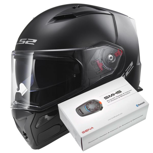 Casque Ls2 Metro Evo Solid Matt Black Ff324 Kit Bluetooth Sena