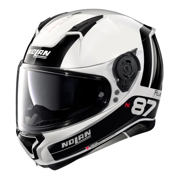 Casque Integral Nolan N87 Plus Distinctive N-Com Metal White 22 Casque Integral Nolan N87 Plus Distinctive N-Com Metal White 22