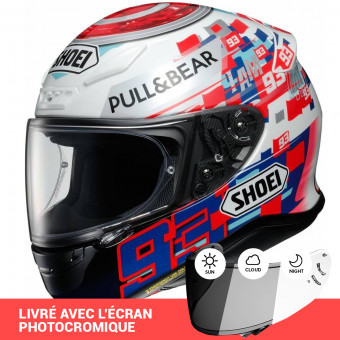 Casque Integral Shoei NXR Marquez Power Up TC1 + Ecran Photocromique Casque Integral Shoei NXR Marquez Power Up TC1 + Ecran Photocromique