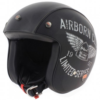Casque Jet Airborn Steve AB+ 42 Black Leather Casque Jet Airborn Steve AB+ 42 Black Leather