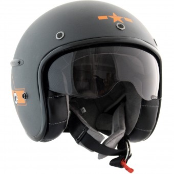 Casque Jet HARISSON Corsair Star Deco Gris Mat Orange Casque Jet HARISSON Corsair Star Deco Gris Mat Orange