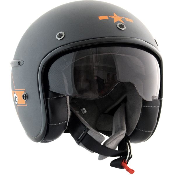 Casque Jet HARISSON Corsair Star Deco Gris Mat Orange