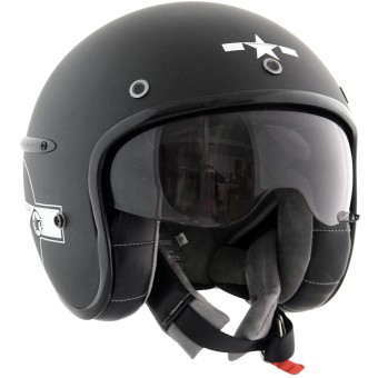 Casque Jet HARISSON Corsair Star Deco Noir Mat Blanc